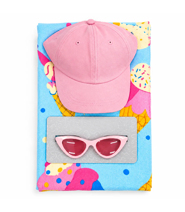 3-Piece Beach Set: Beach Towel + Baseball Sun Hat + Sunglasses