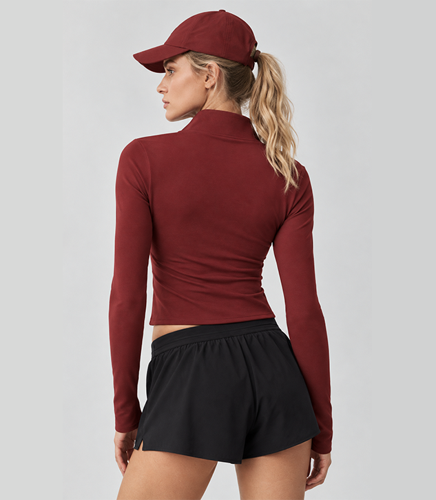 Women Half Zip Long Sleeve Athletic Skort Set
